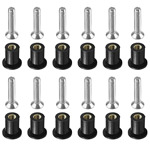 M5 Neoprene Well Nut with M5 x 25mm Stainless Steel Pozi Screw, 12 Pairs