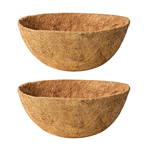 Karlliu 2 Pack 12 Inch Round Replacement Coco Liners for Hanging Basket Natural Coconut Fiber Liner for Flower Planter Coco Coir Pots for Outdoor Garden
