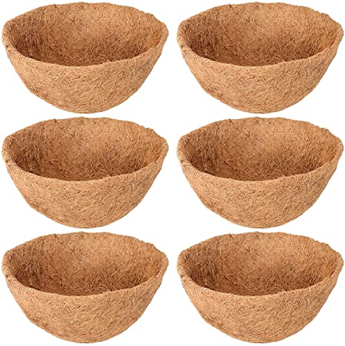 Legigo 6 Pack 12 Inch Hanging Basket Coco Liners Replacement, 100% Natural Round Coconut Coco Fiber Planter Basket Liners for Hanging Basket Flowers/Vegetables