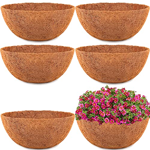 HFHOME 6PCS 12" Dia Round Coco Liner, 12 inch Coco Fiber Replacement Liner for Hanging Basket