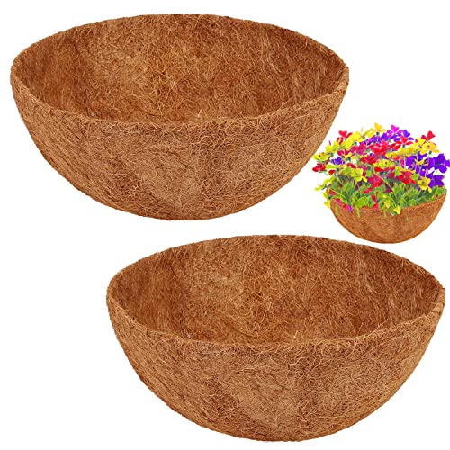 2 Pcs 12 Inch Hanging Basket Liners, Coconut Planter Liners, Coco Liners for Planters, Planter Basket Liners for Wire Baskets, Coconut Liners for Planters, Coco Planter Liner 12 Inch, Pack of 2