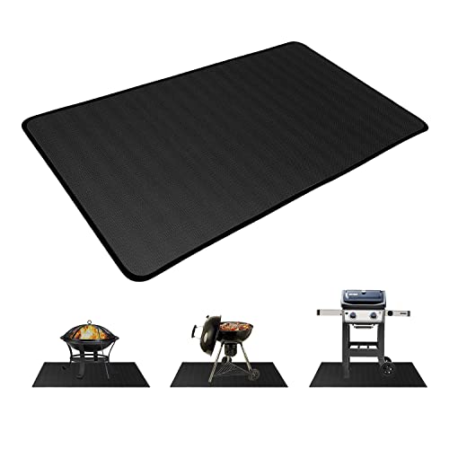 Extra Large BBQ Under Grill Floor Mats, 60 * 40 Inch Deck and Patio Protective Mat, BBQ Grill Pads for Outdoor Smokers, Weber Gas Grills, Fireproof Fire Pit Mats Prevent Floor from Ember Damage