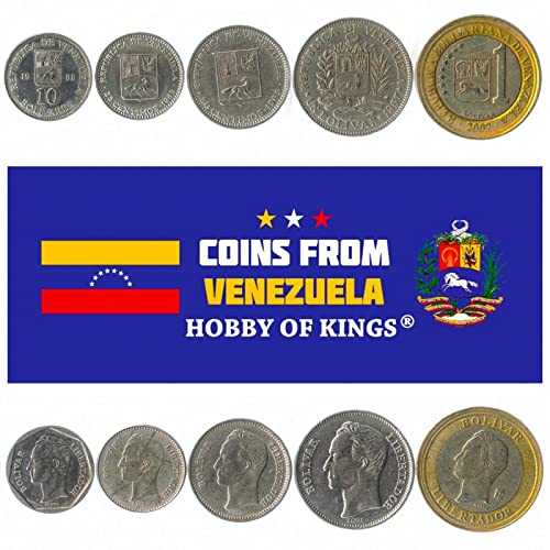 Venezuela 5 Mixed Coins | 5 Centimos to 1 Bolivares | Venezuelan Currency Since 1975