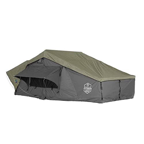 Overland Vehicle Systems Nomadic 4 Extended Roof Top Tent - Dark Gray Base with Green Rain Fly & Black Cover Universal