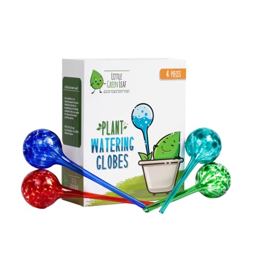 LGL Plant Watering Globes - 4 Pieces. Decorative Self Watering Planter Inserts Made From Hand-Blown Durable Glass. Keep your Outdoors and Indoor Plants Healthy. Ideal Plant Lover Gift (4pk Jumbo)