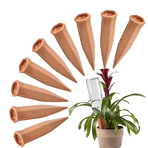 FAMILy Plant Watering Stakes 10Pcs Automatic Plant Waterers for Vacations Plant Watering Devices Terracotta Self Waterinq Spikes for Wine Bottles Great for Indoor & Outdoor Plants