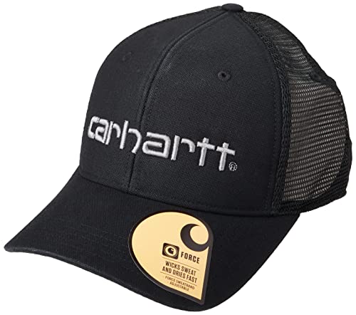 Carhartt Men's Canvas Mesh-Back Logo Graphic Cap, Black, OS