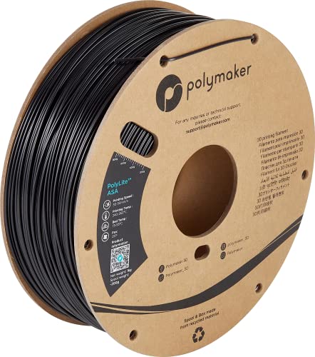 Polymaker ASA Filament 1.75mm Black, 1kg ASA 3D Printer Filament, Heat & Weather Resistant - ASA 3D Filament Perfect for Printing Outdoor Functional Parts, Dimensional Accuracy +/- 0.03mm