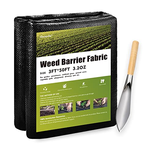3FTx50FT Weed Barrier Landscape Fabric Heavy Duty, High Permeability Garden Weed Barrier Fabric, Durable Weed Blocker Fabric with Garden Shovel, Easy Setup Weed Cloth for Garden, Gravel, etc.