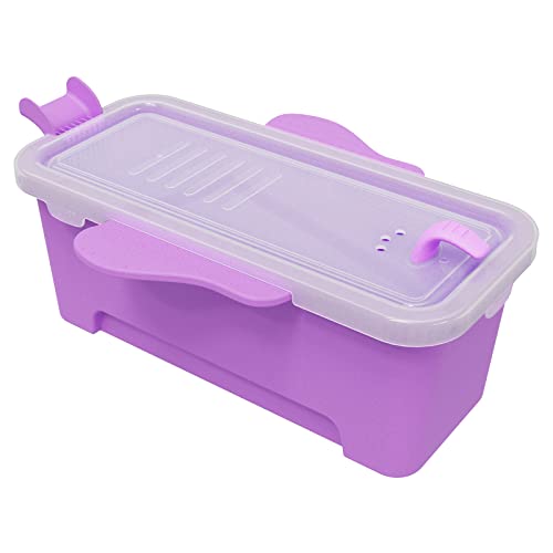 2000ML / 68OZ Microwave Pasta Container Cooker, Noodles Cooker with Strainer. Quickly Cooks up to 4 Servings Pasta, Cute Elephant-Shaped Multifunctional Cooker for Dorms, Small Kitchens or Offices.(Purple)