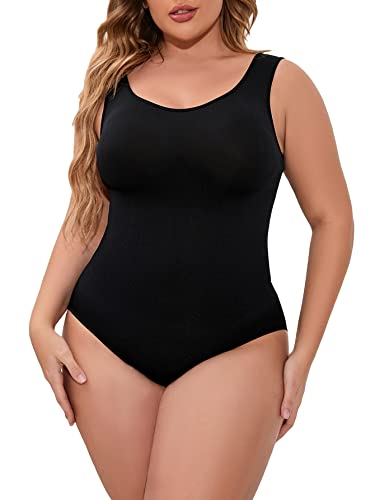 SHENHE Women's Plus Size Sleeveless Girdle Body Shaper Tank Shapewear Bodysuit Tops Black 2XL