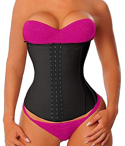 YIANNA Women's Latex Waist Trainer Long Torso Underbust Corsets Cincher Sport Girdle Body Shaper Plus Size, (Black, 4XL)