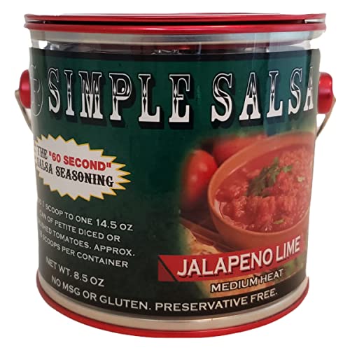 Simple Salsa - Jalapeno Lime, Medium Heat, 60 Second Salsa Mix, 1 Can Makes 18 Pints of Salsa, Salsa Seasoning, Authentic Restaurant Style Salsa in Seconds, No MSG or Preservatives, Gluten Free