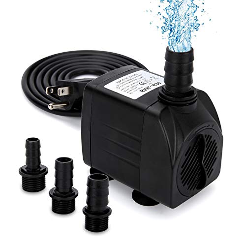 GROWNEER 550GPH Submersible Pump 30W Ultra Quiet Fountain Water Pump, 2000L/H, with 7.2ft High Lift, 3 Nozzles for Aquarium, Fish Tank, Pond, Hydroponics, Statuary