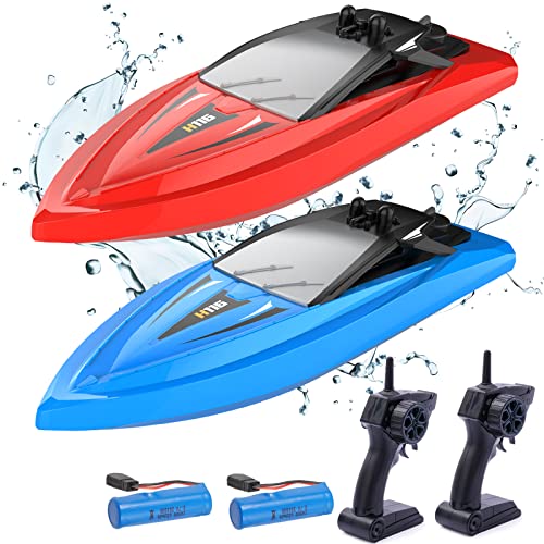 RC Boat for Kids,Detsnik H116 2Pack Remote Control Boat for Boys 4-7,8-12, Mini Remote Control Boat for Pools and Lakes with Whole Body Waterproof,Rechargeable Battery,Low Battery Alarm,2.4GHz,12+KMH