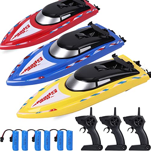 3Pack RC Boat Remote Control Boats for Pools Lakes.4 GHz RC Boat for Boys 4-7 8-12 Years with 4 Rechargeable Batteries