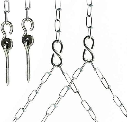 7ft Knotted Swing Chain Set, 500lbs, Zinc Plated, Double Loop, Swing Chain Kit, for Porches, Ceilings, Trees, Play Ground and Patios