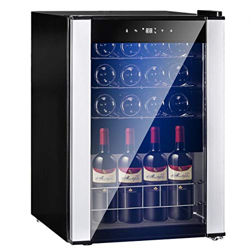 SMETA Wine Refrigerator Under Counter 25IN Height Mini Wine Fridge 19 Bottles Countertop Freestanding Portable Bar Cooler Cellar for White, Red Wine Cava Champagne Beer Bar Quiet Operation, Stainless Steel
