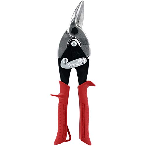 MIDWEST Aviation Snip - Left Cut Regular Tin Cutting Shears with Forged Blade & KUSH'N-POWER Comfort Grips - MWT-6716L