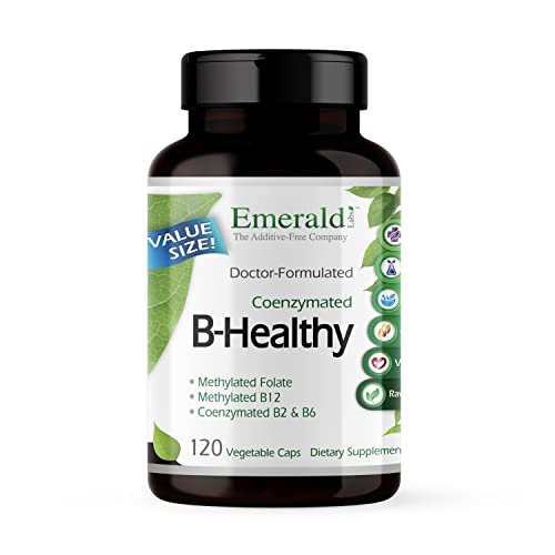 Emerald Labs B-Healthy Complex with Vitamin B-12 - with L-5 Methyltetrahydrofolate (5-MTHF) Coenzymated Folic Acid as Folate - for Energy, Stress, Cognitive & Immune Support - 120 Vegetable Capsules