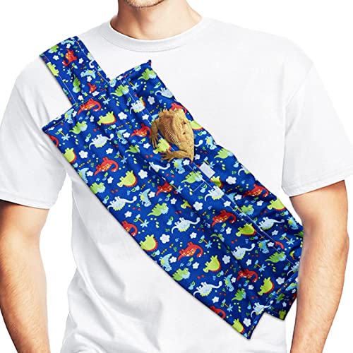 SETHOUS Bearded Dragon Sling Carrier with Adjustable Straps, Soft Warm Bearded Dragon Carrier, Reptile Sling for Lizard Leopard Gecko Small Animal