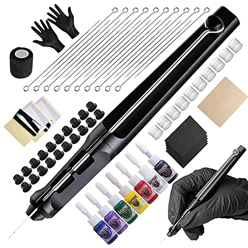 HAWINK Tattoo Kit Tattoo Pen Kit Poke a Stick Tattoo Hand Tool Kit with 7 Ink 20 PCS Needles GK-HW803TN01-1