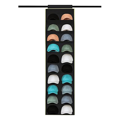 Tidy Zebra Hat Rack 20 Shelves Hanging Closet Organizer for Hat Storage, Display & Organization - Compact Vertical Shelf System for Ball Caps, Best Hat Holder- Baseball Accessories Gift for Men!