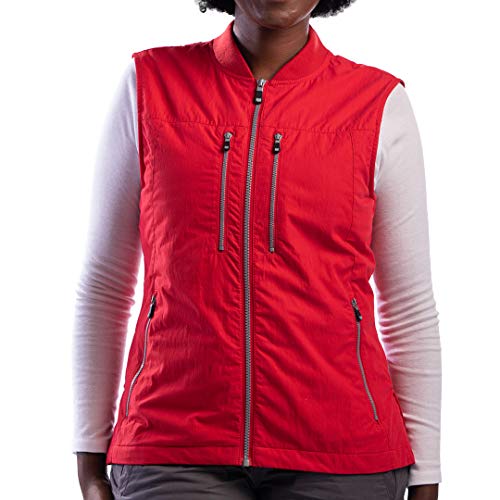 SCOTTeVEST 101 Vest for Women - 9 Hidden Pockets - Water Repellent for Travel & More (Red, Medium)