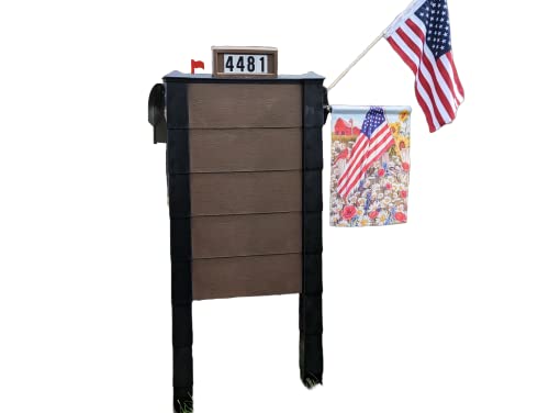 Custom Design Products Mailbox Protector - Pre-Assembled, No Dig, Keep Safe from Snowplow, Made in USA (Black Trim with Brown Panel)