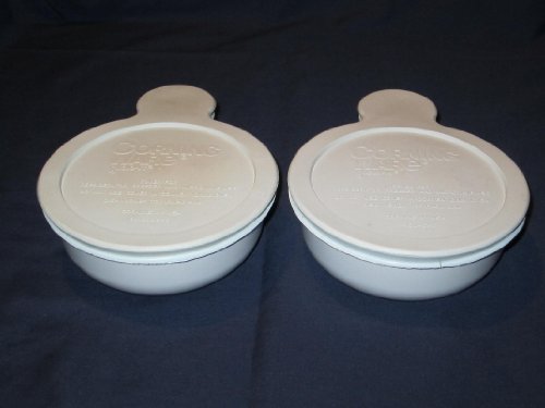 Set of 2 - Corning Ware White Grab-It Heat N' Eat Dishes w/ Plastic Lids 0.4 L