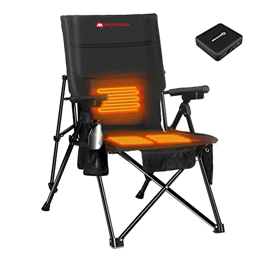 ANTARCTICA GEAR Heated Camping Chair with 12V 16000mAh Battery Pack, Heated Portable Chair, Perfect for Camping, Outdoor Sports, Picnics, and Beach Party, with 5 Pockets