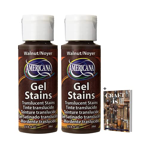 Decoart Americana Walnut Gel Stain - 2 Pack 2oz Walnut Wood Stain Solution Finish, Water Based Stain Gel for Wood Board, Wood Planks, Wood Decor, Craft Wood, Room Decor & Outdoor Furniture with E-book