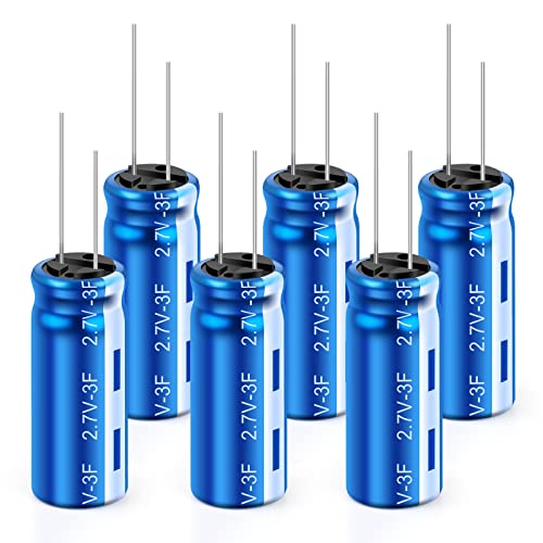 BEEYUIHF 2.7V Super Capacitor 3F Super Farad Capacitors,3F 2.7V Farad Supercapacitor,Size 8x20mm for Car Recorder Battery Power GPS LED (Pack of 6Pcs)