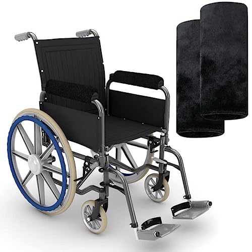 empwrus Wheelchair Armrest Pads for Sore Relief - Comfortable Self-Adhesive Foam Cushion Padding for Long-Lasting Use - Padded Wheelchair Arm Rest Covers Suitable for Wheelchairs & Crutches (Black)