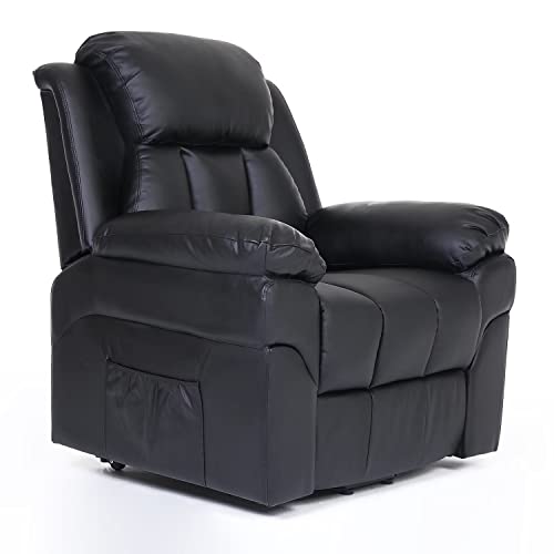 GIVENUSMYF Electric Power Lift Recliner Chair for Elderly, Black Leather Recliner ChairHome Theater Recliner Sofa Chairs Living Room Clearance Recliner with 3 Positions Side Pockets