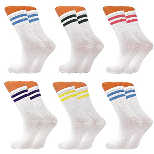 AWS/American Made Tennis Crew Socks for Women Cotton Extra Thin and Breathable 6 PAIRS (Style 1, 9-11)