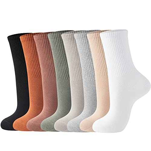 J-BOX Womens Cotton Crew Socks, Thin Soft Comfort Breathable Dress Socks, Above Ankle Crew Socks for Business, Casual.