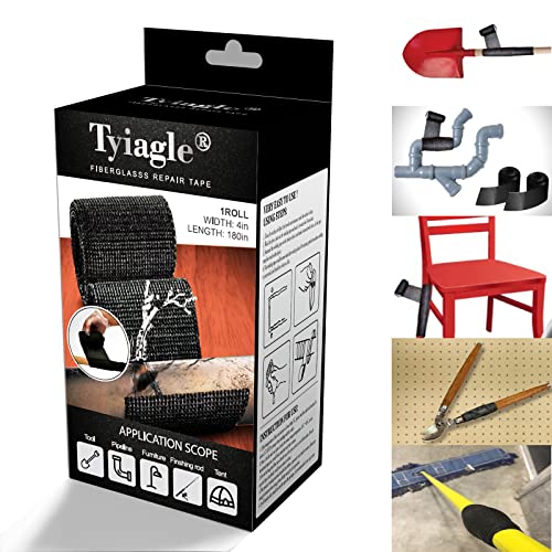 Tyiagle Fiberglass Repair Kit Fiber Glass Fix Tape Water Pipe Automotive Exhaust Pipe Cable Handle Fix Wrap 100x Stronger Than Duct Tape 4" x 15 ft (Fiber Glass)