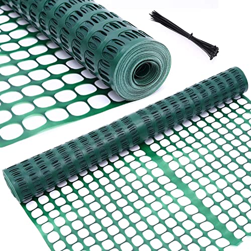 Plastic Garden Fence Animal Barrier, Ohuhu 4x100 FT/15LBs Heavy Duty Reusable Netting Safety Fences Roll with Zip Ties, Durable Temporary Pool Fence Snow Fencing for Deer Rabbit Chicken Dog Poultry