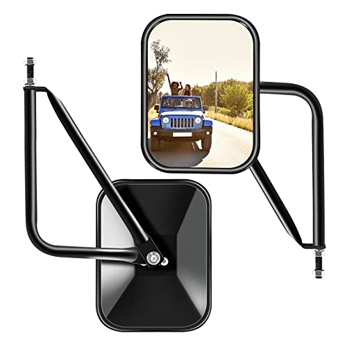Zmoon Jeep Mirrors, Door Off Mirrors for Jeep Wrangler CJ YJ TJ JK JL & Unlimited,Quicker Install Door Hinge Mirror, Square Adventure Side View Mirrors,Textured Black 2 Pack