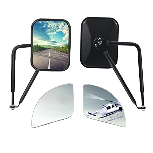 Doors Off Mirrors for Jeep Wrangler CJ YJ TJ JK JL & Unlimited, Door Hinge Side Mirrors with Blind Spot Mirror Wide Angle, Anti-Shake Easy Install Square Mirrors for Safe Doors Off Driving