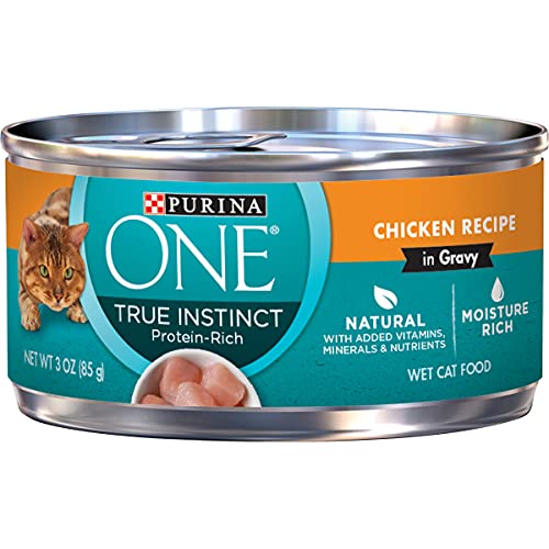 Purina ONE Natural High Protein Cat Food, True Instinct Chicken Recipe in Gravy - (24) 3 oz. Pull-Top Cans