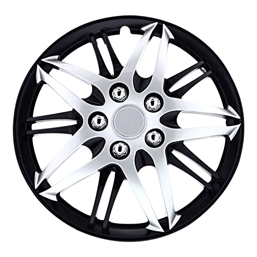 Pilot Automotive WH544-15C-BLK 15 Inch Formula Performance Series Black & Chrome Universal Hubcap Wheel Covers for Cars - Set of 4 - Fits Most Cars
