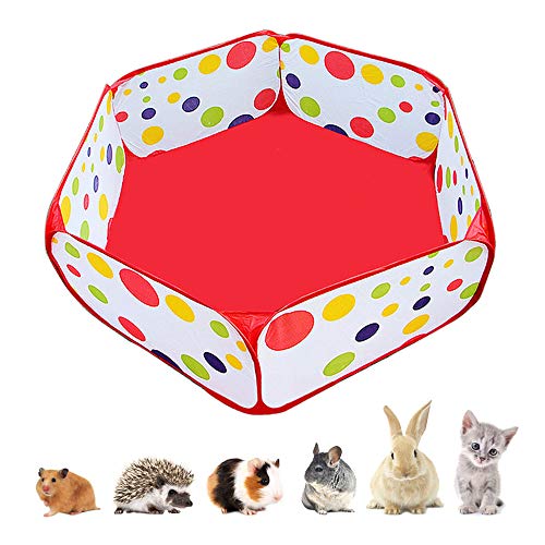 Portable Small Animals Playpen, Outdoor/Indoor Pop Open Pet Exercise Fence, Guinea Pig Accessories Metal Wire Yard Fence C&C Cage Tent for Rabbits, Hamster, Chinchillas and Hedgehogs