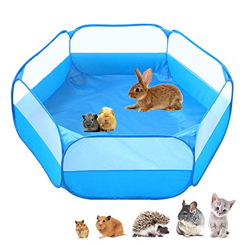 Small Animals C&C Cage Tent, Breathable & Transparent Pet Playpen Pop Open Outdoor/Indoor Exercise Fence, Portable Yard Fence for Guinea Pig, Rabbits, Hamster, Chinchillas and Hedgehogs