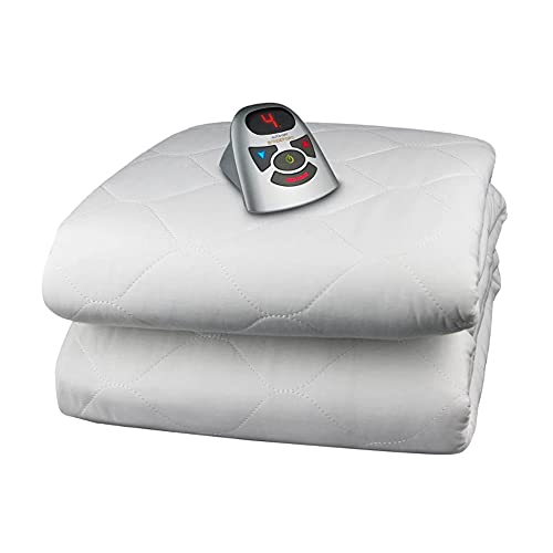 Biddeford Blankets 6 Ounce Quilted Electric Heated Mattress Pad with Digital Controller, Full, White