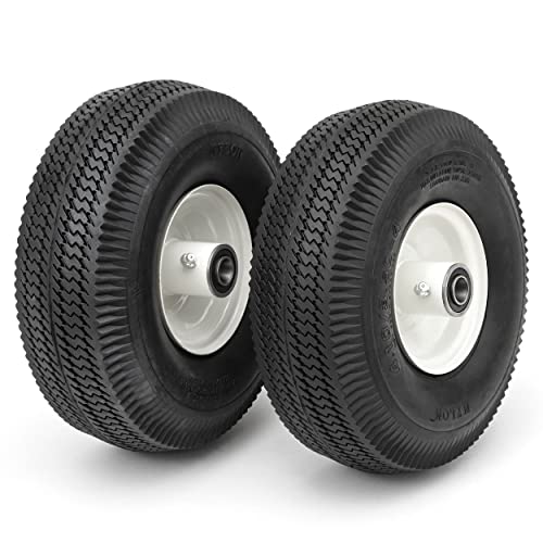 Lapp Wheels 4.10/3.50-4 Heavy Duty Pneumatic Tire Wagon/Hand Truck/Dolly cart/Mower Replacement,2 Pack