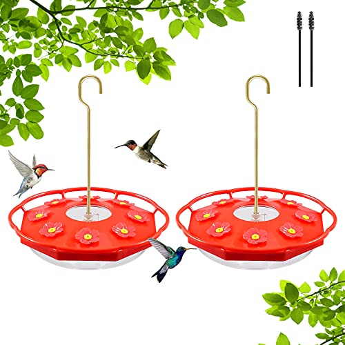 FEED GARDEN 2 Pack 16 OZ Hummingbird Feeders for Outdoor Hanging with 8 Feeder Ports Leak-Proof Bee Proof Bird Feeders with 2 Cleaning Brushes for Outdoor