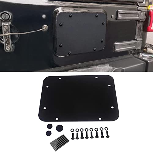 POETRYXIAO Wrangler Spare Tire Carrier Delete Filler Plate Tailgate Plug Vent Plate Cover Kit with Tailgate Rubber Plugs & Bolts and USA Flag for 2007-2018 Jeep Wrangler JK & Unlimited