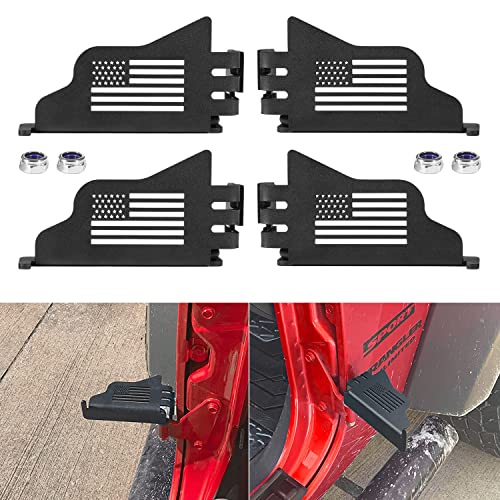 4 PCS Metal Front and Rear Door Foot Pegs Rest Pedals Fit for 2007-2022 Jeep Wrangler JK JKU JL JLU & Gladiator JTU.S. Flag Style